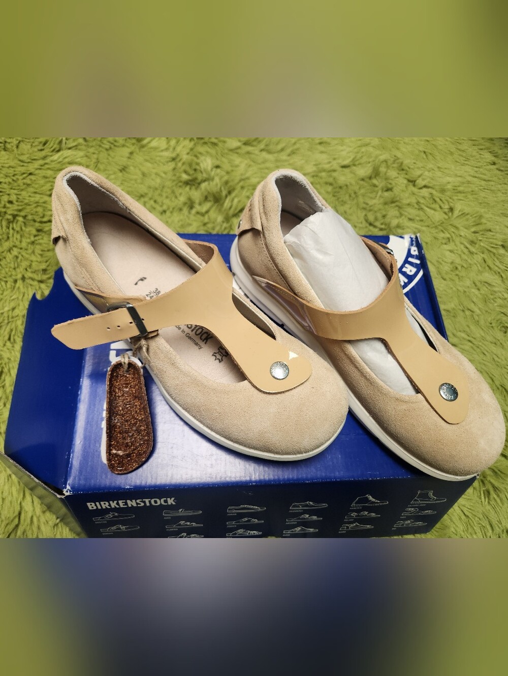 Birkenstock Beige Suede Mary Jane Shoes